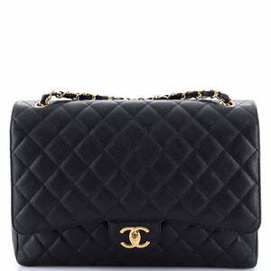 Chanel Maxi Classic Double Flap Bag Quilted Caviar